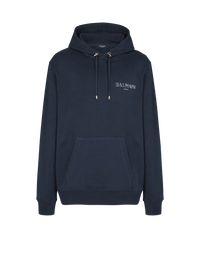 Sweat à capuche gel vintage Balmain - Marine Fonce & Gris Chromé