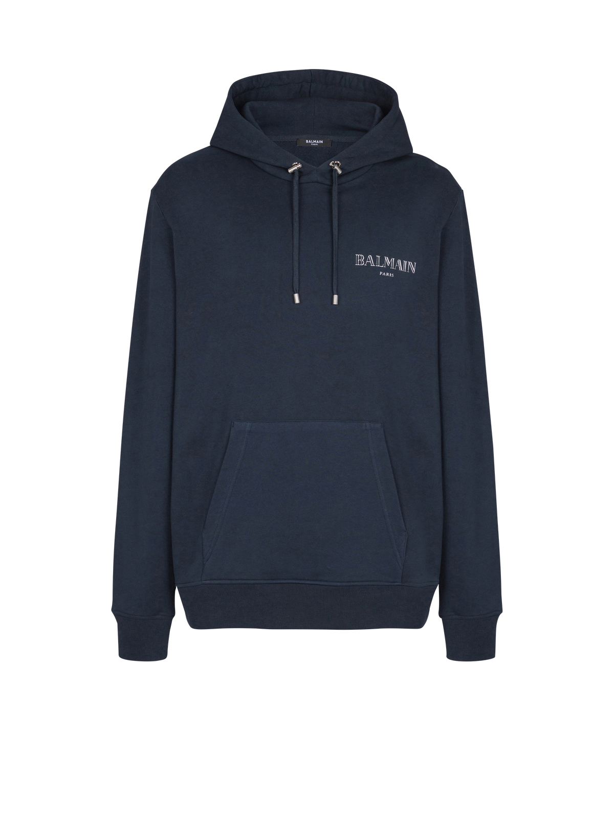 Sweat à capuche gel vintage Balmain - Marine Fonce & Gris Chromé