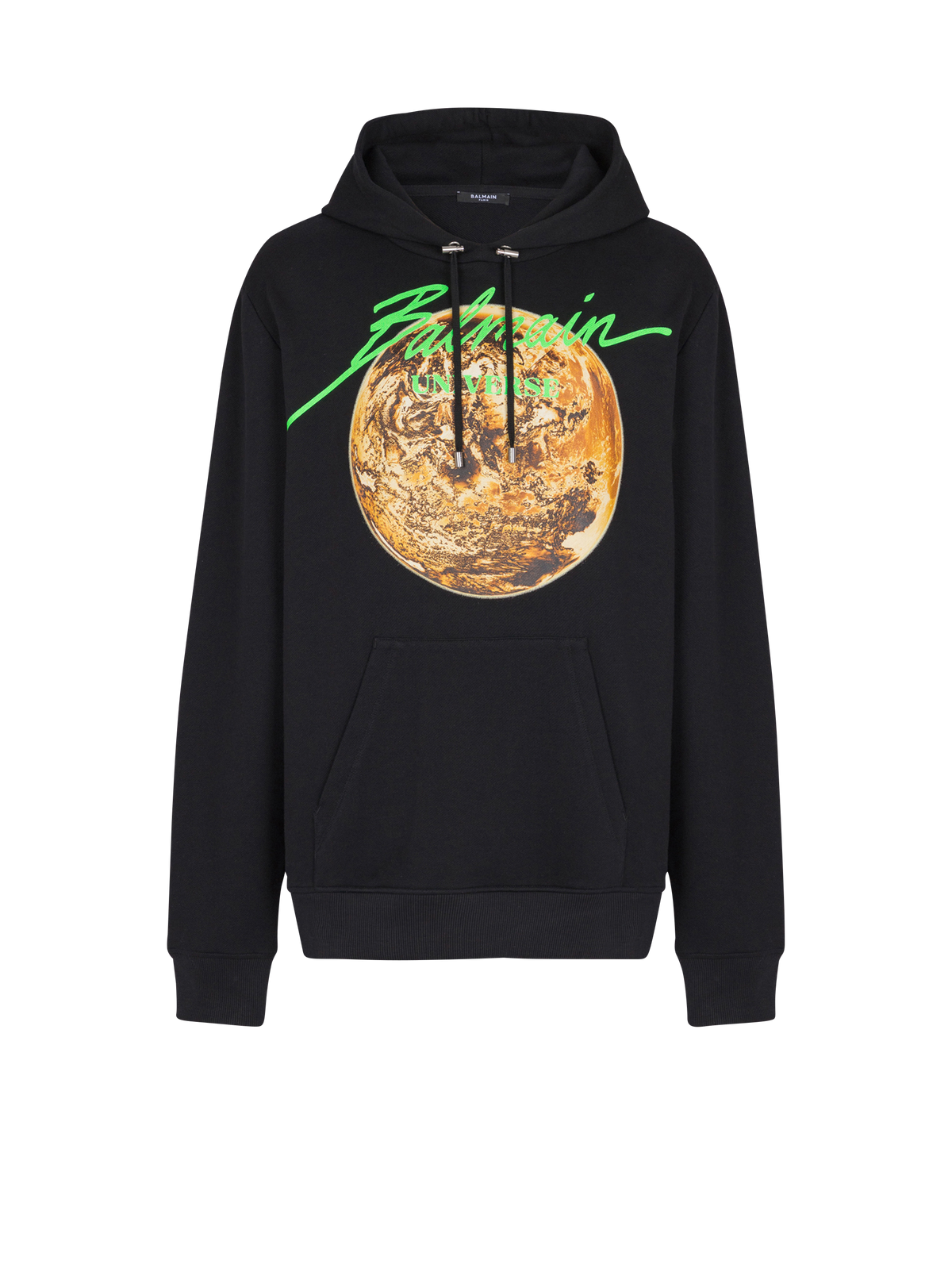 Hoodie imprimé balmain universe logo et planète - Noir & Or & Jade