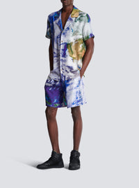 Silk shorts with earth print - Multicolor