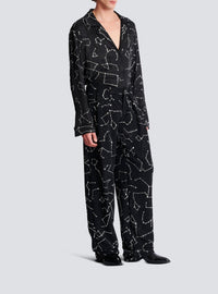 Crepe trousers with constellation rhinestone motif - Black & Crystal