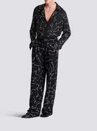 Crepe trousers with constellation rhinestone motif - Black & Crystal