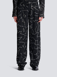Pantalon en crêpe avec strass motif constellation - Noir & Cristal