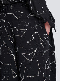 Pantalon en crêpe avec strass motif constellation - Noir & Cristal
