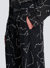 Pantalon en crêpe avec strass motif constellation - Noir & Cristal