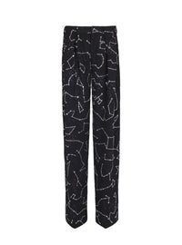 Crepe trousers with constellation rhinestone motif - Black & Crystal