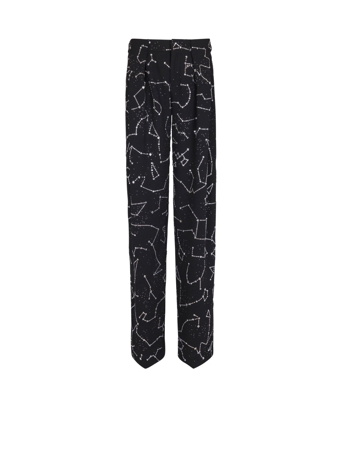Pantalon en crêpe avec strass motif constellation - Noir & Cristal