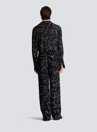 Pantalon en crêpe avec strass motif constellation - Noir & Cristal