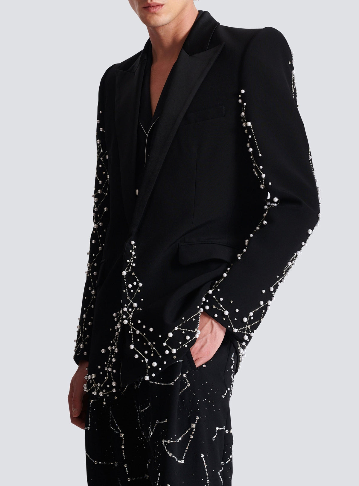 Single-breasted jacket - Black & Crystal