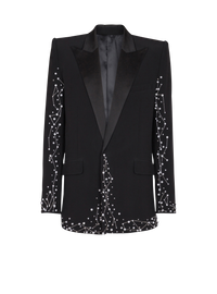 Veste 1 bouton brodée motif constellation  - Noir & Cristal