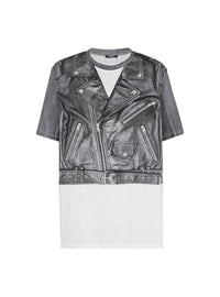 T-shirt imprimé veste biker - Noir & Blanc