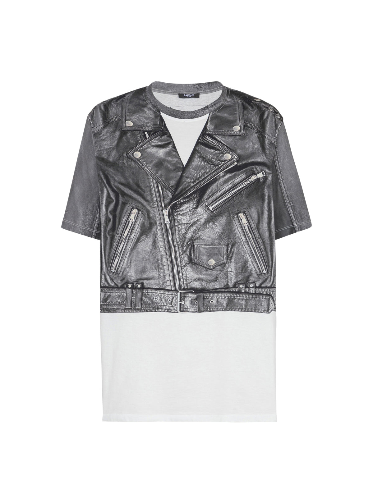T-shirt imprimé veste biker - Noir & Blanc