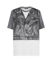 T-shirt imprimé trompe-l’œil veste biker - Noir & Blanc