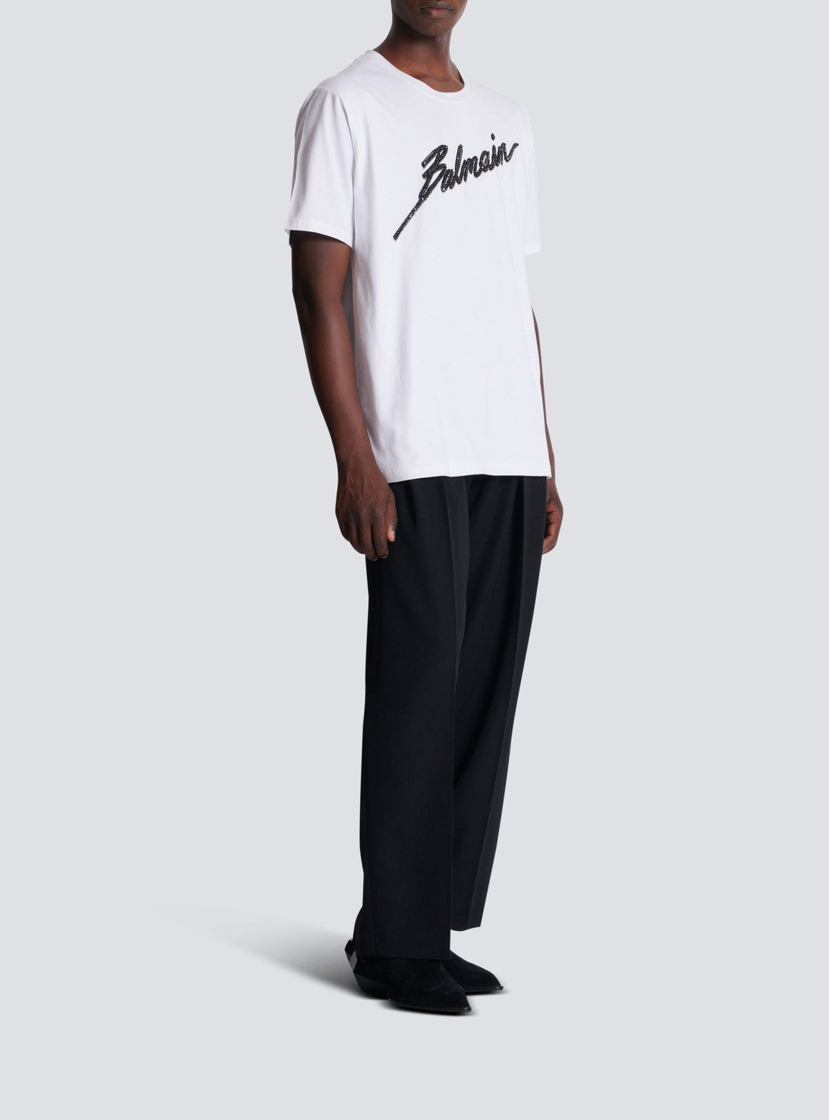 Letter embroidered T-shirt - White & Black