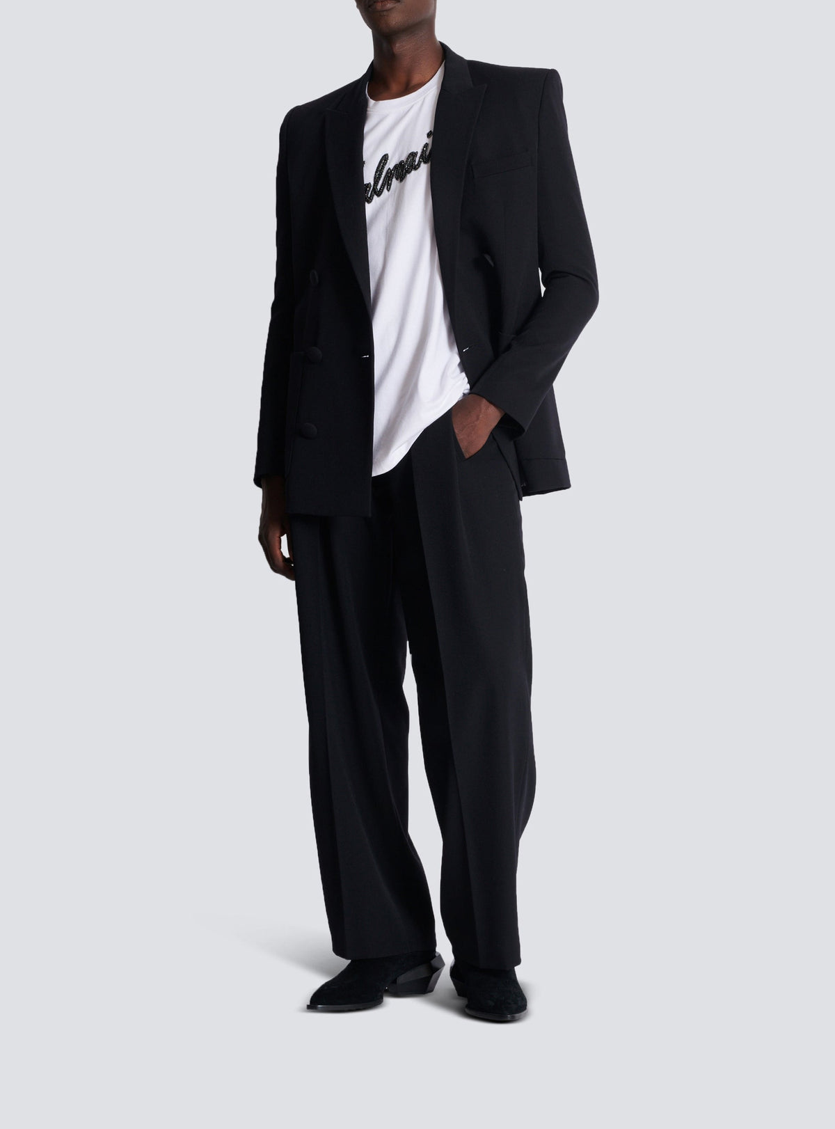 Letter embroidered T-shirt - White & Black