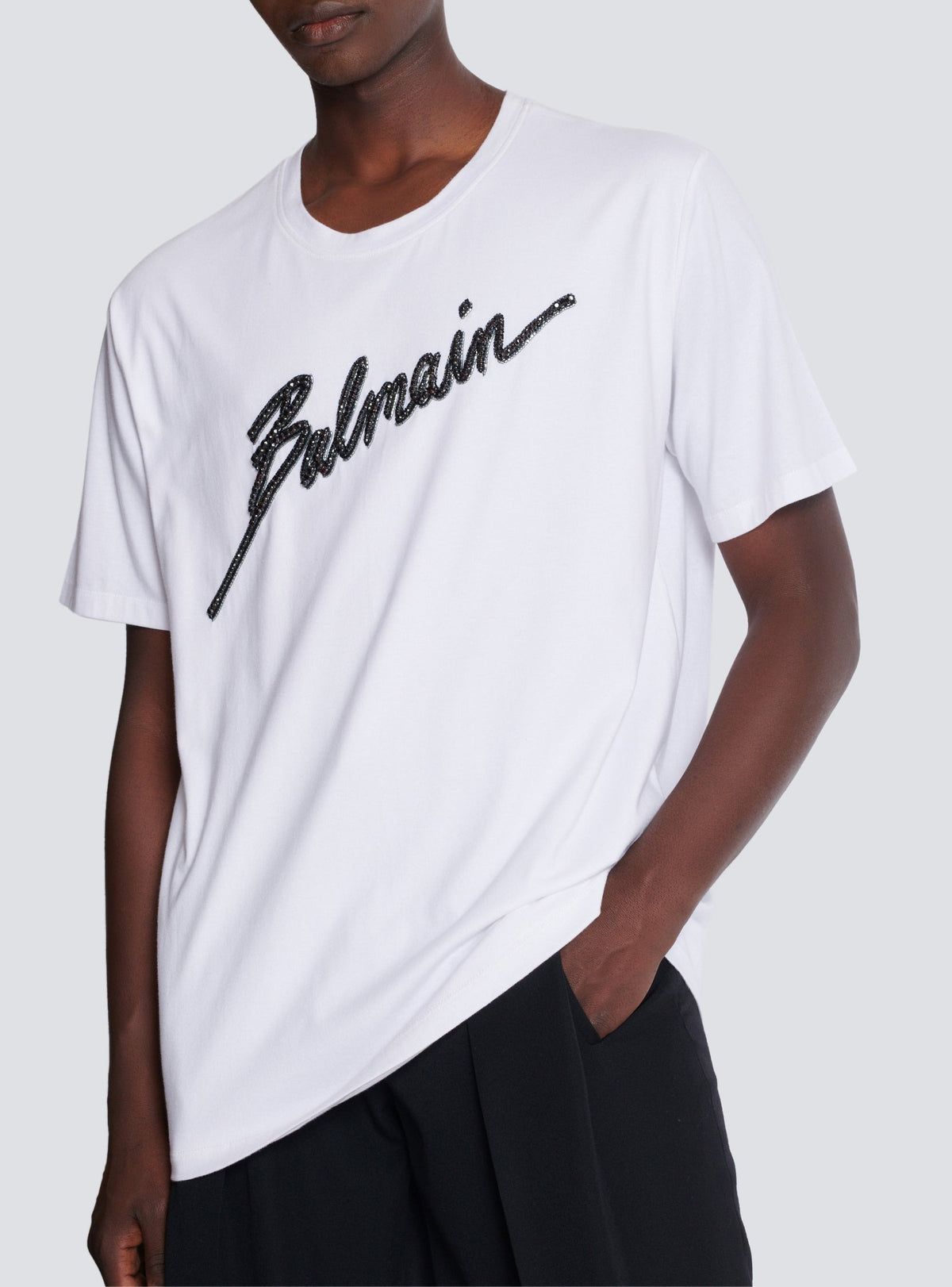 Letter embroidered T-shirt - White & Black