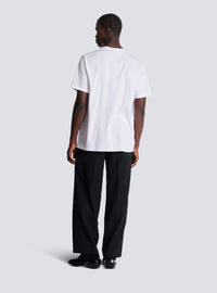 T-shirt brodé balmain lettre   - Blanc & Noir