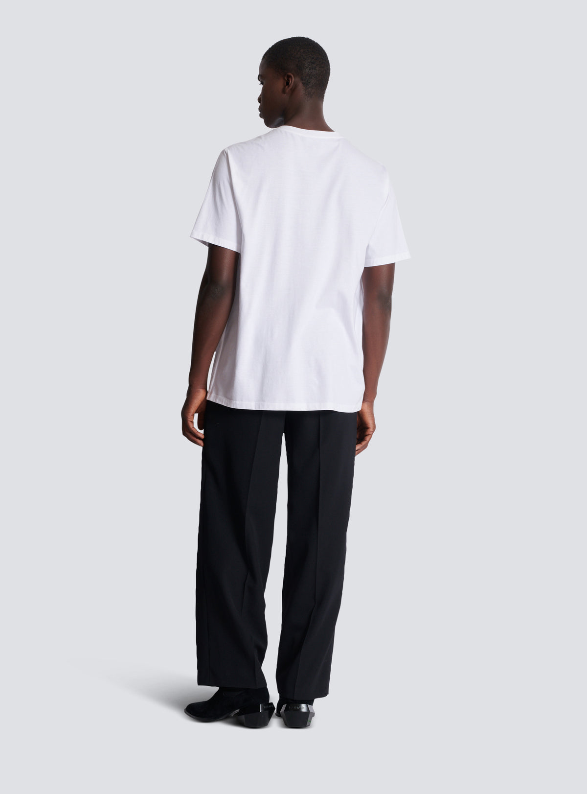 T-shirt brodé balmain lettre   - Blanc & Noir