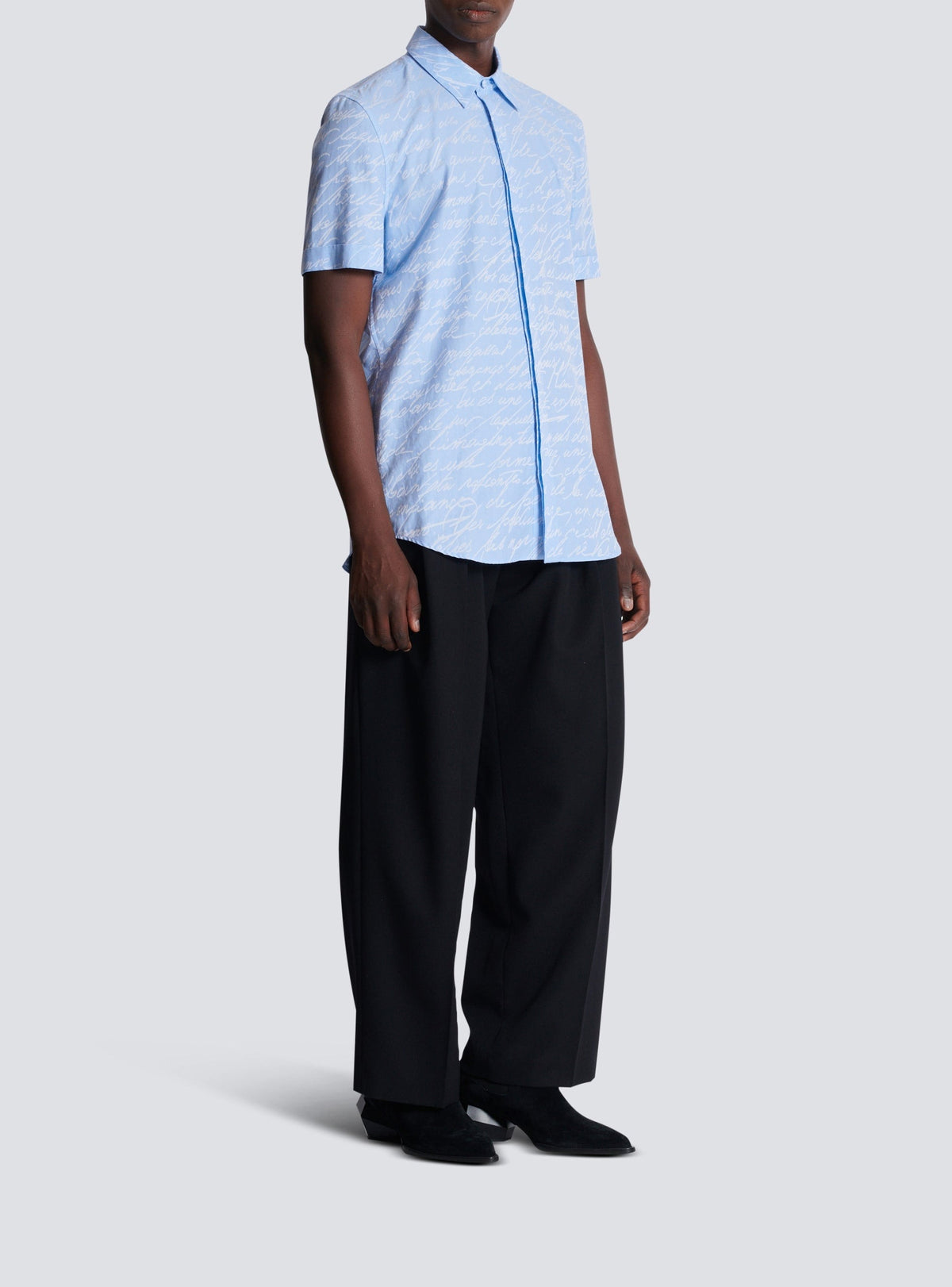 Jacquard shirt - Light Blue & White