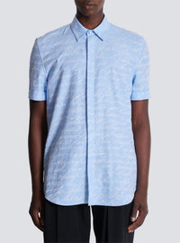 Chemise en jacquard à motif « lettre d'amour » - Bleu Clair & Blanc