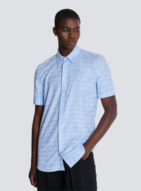 Chemise en jacquard à motif « lettre d'amour » - Bleu Clair & Blanc