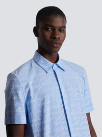 Chemise en jacquard à motif « lettre d'amour » - Bleu Clair & Blanc