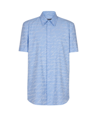 Chemise en jacquard à motif « lettre d'amour » - Bleu Clair & Blanc