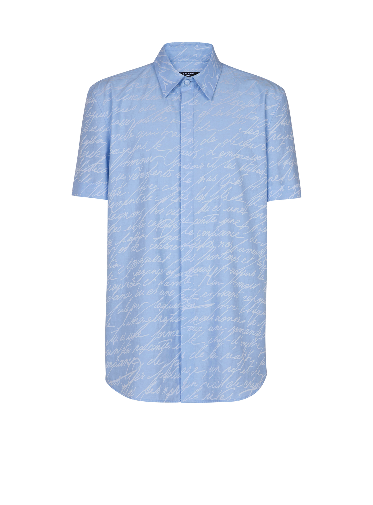 Chemise en jacquard à motif « lettre d'amour » - Bleu Clair & Blanc