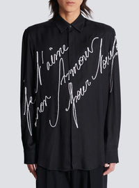Chemise fluide brodée « lettre d'amour » - Noir & Blanc