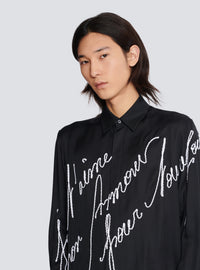 Chemise fluide brodée « lettre d'amour » - Noir & Blanc