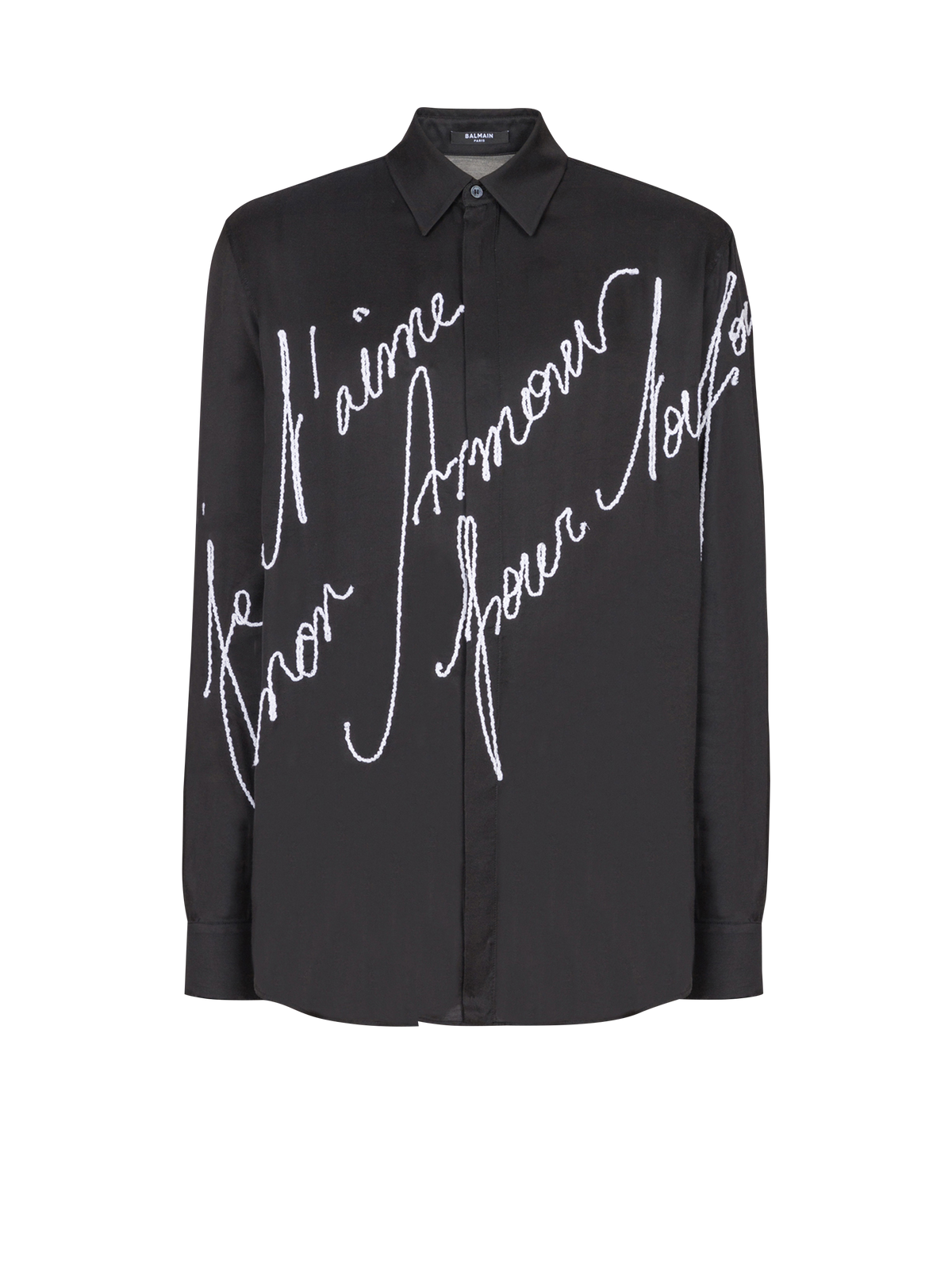 Chemise fluide brodée « lettre d'amour » - Noir & Blanc