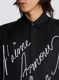 Chemise fluide brodée « lettre d'amour » - Noir & Blanc