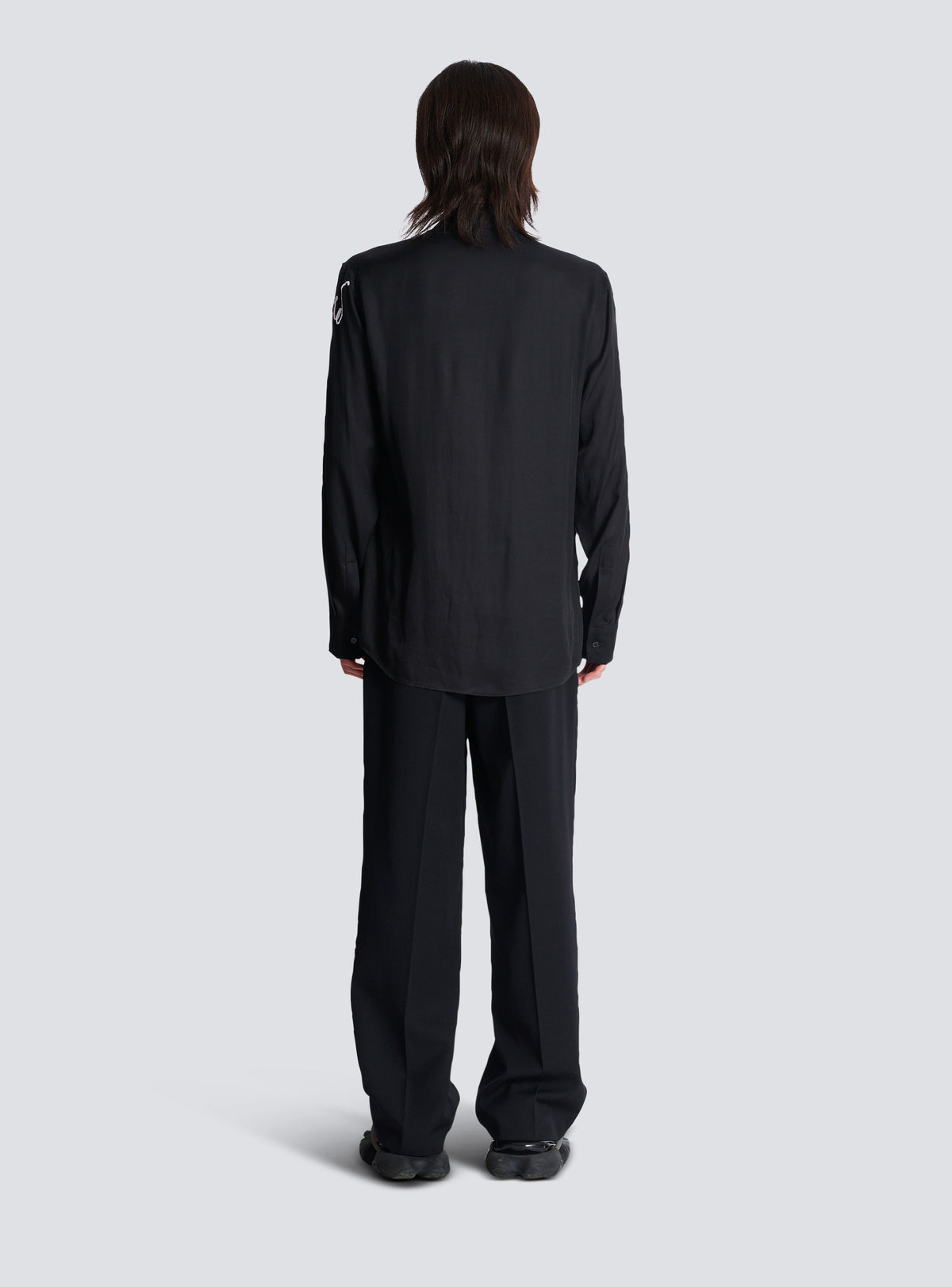 Chemise fluide brodée « lettre d'amour » - Noir & Blanc