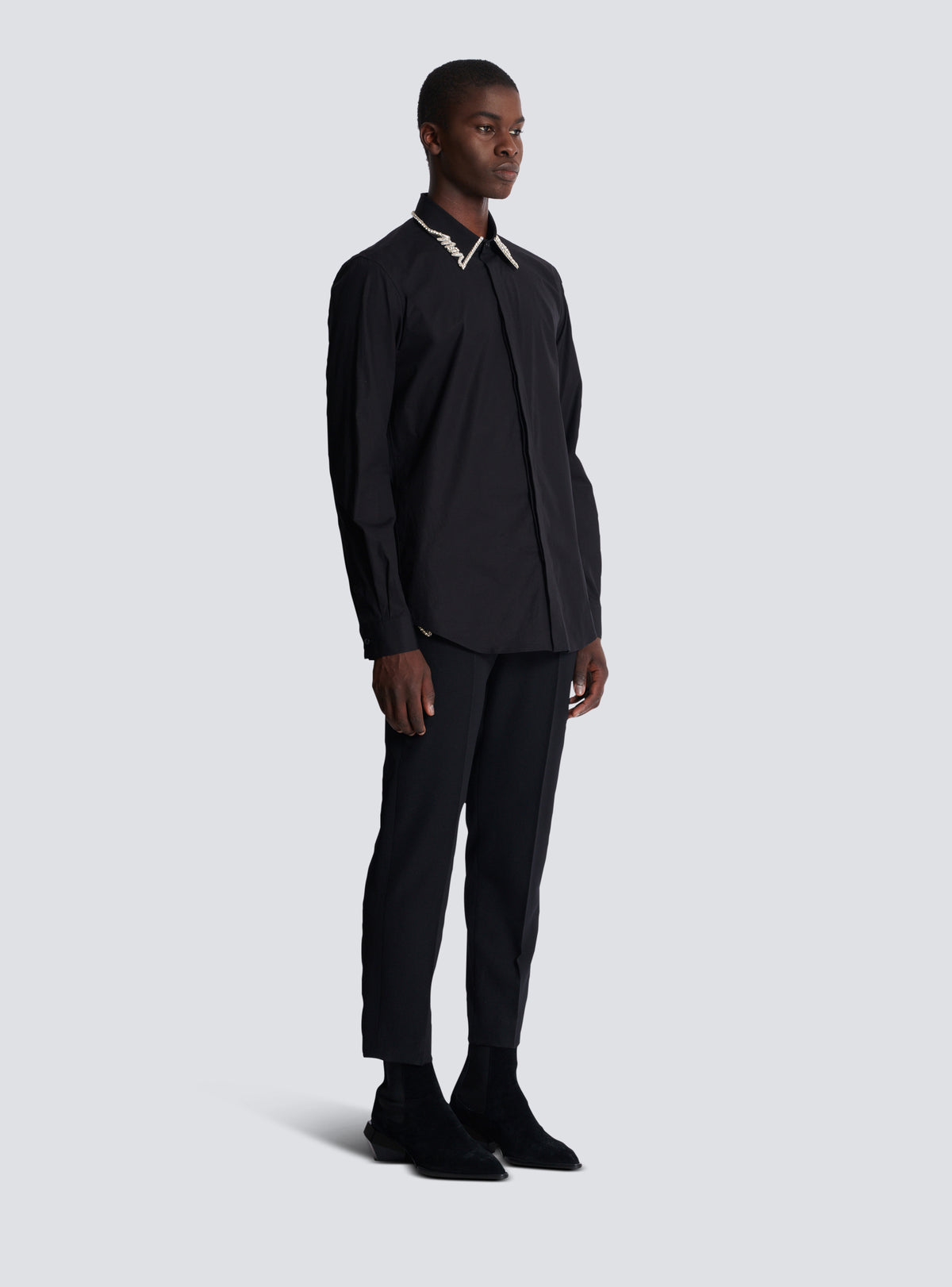 Chemise en popeline à col brodé « lettre d'amour » - Noir & Cristal