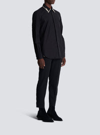 Chemise à col brodé en popeline - Noir & Cristal