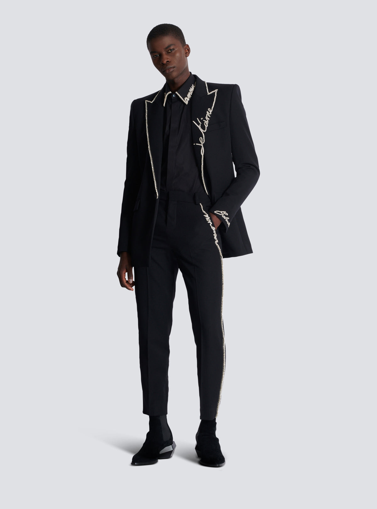 Chemise en popeline à col brodé « lettre d'amour » - Noir & Cristal