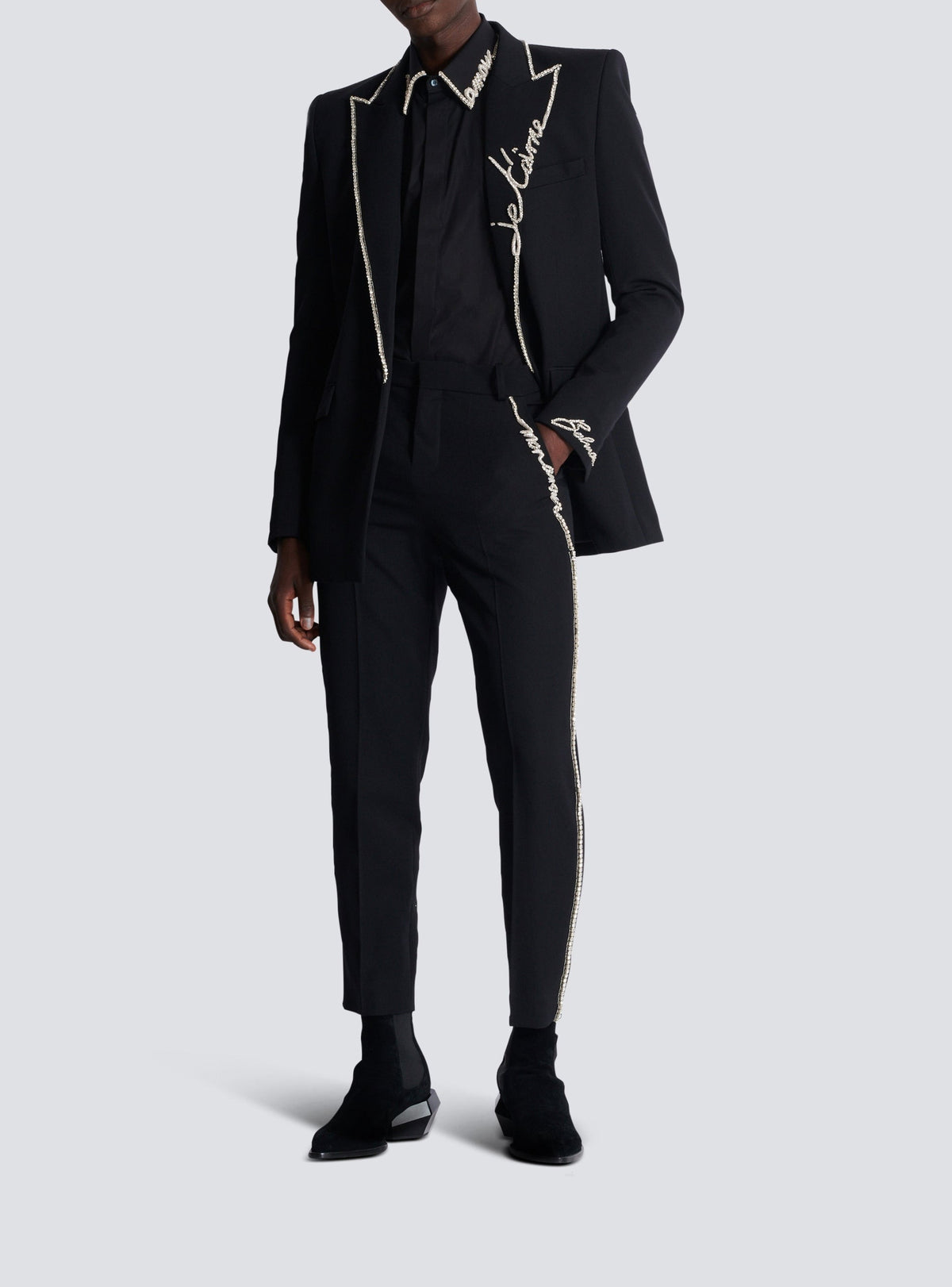 Chemise à col brodé en popeline - Noir & Cristal