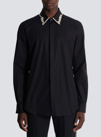 Chemise en popeline à col brodé « lettre d'amour » - Noir & Cristal