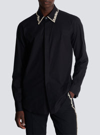Chemise à col brodé en popeline - Noir & Cristal