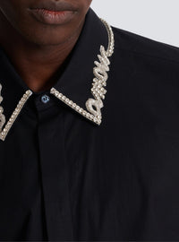 Chemise à col brodé en popeline - Noir & Cristal