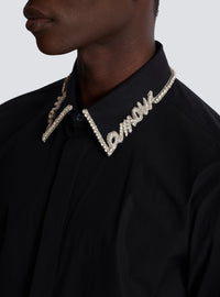 Chemise en popeline à col brodé « lettre d'amour » - Noir & Cristal