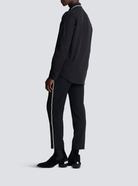 Chemise à col brodé en popeline - Noir & Cristal