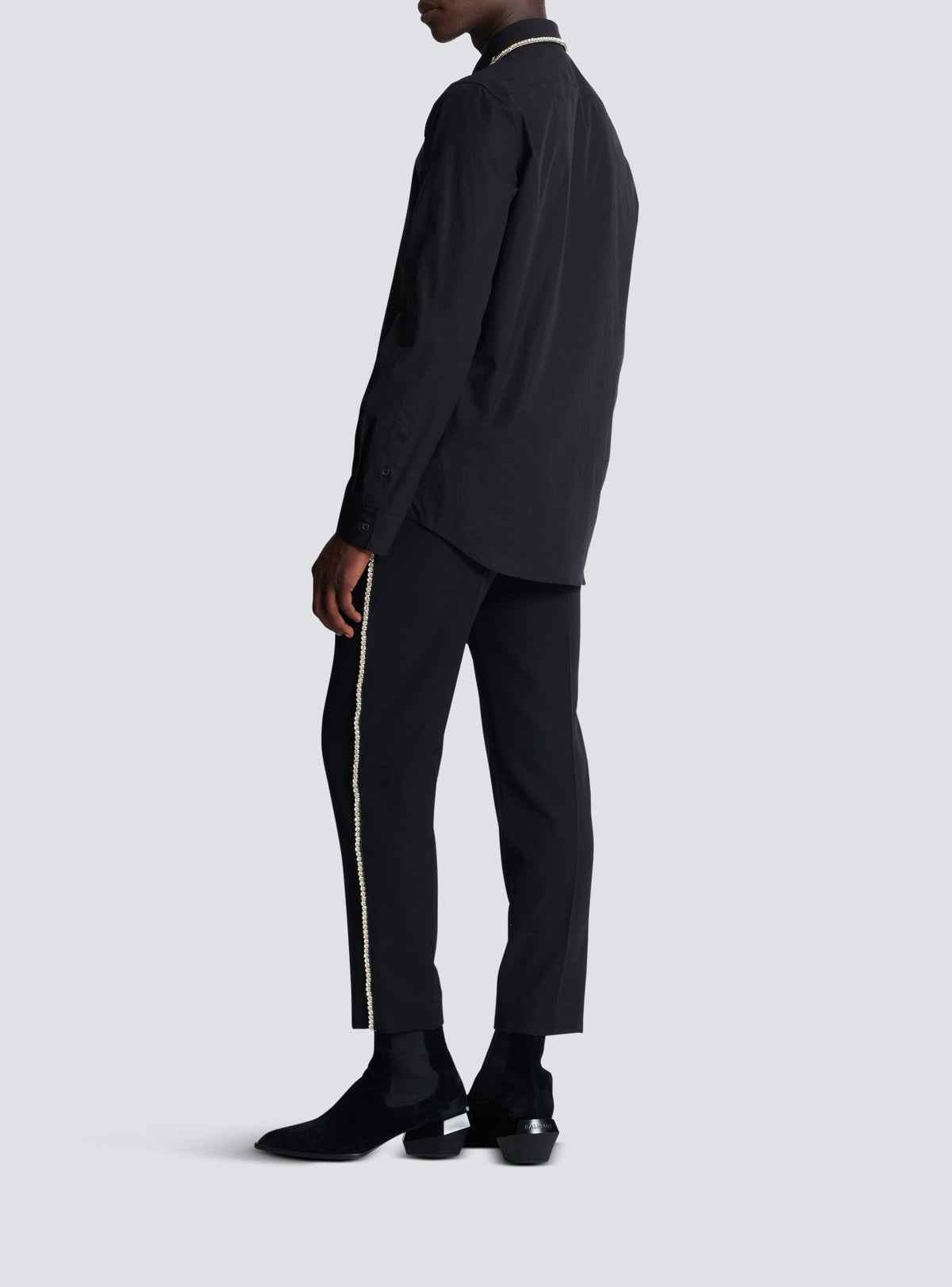 Chemise à col brodé en popeline - Noir & Cristal