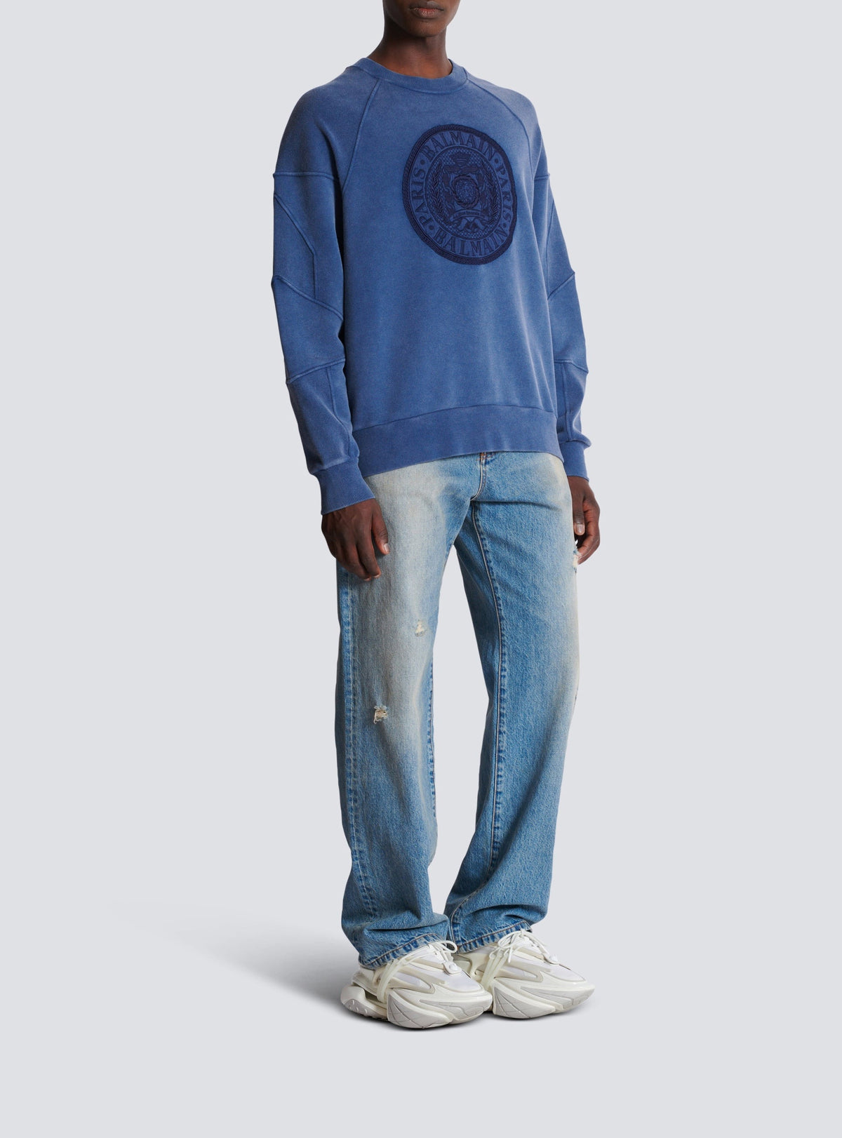 Sweatshirt côtelé brodé Coin - Bleu