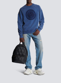 Sweatshirt côtelé brodé Coin - Bleu