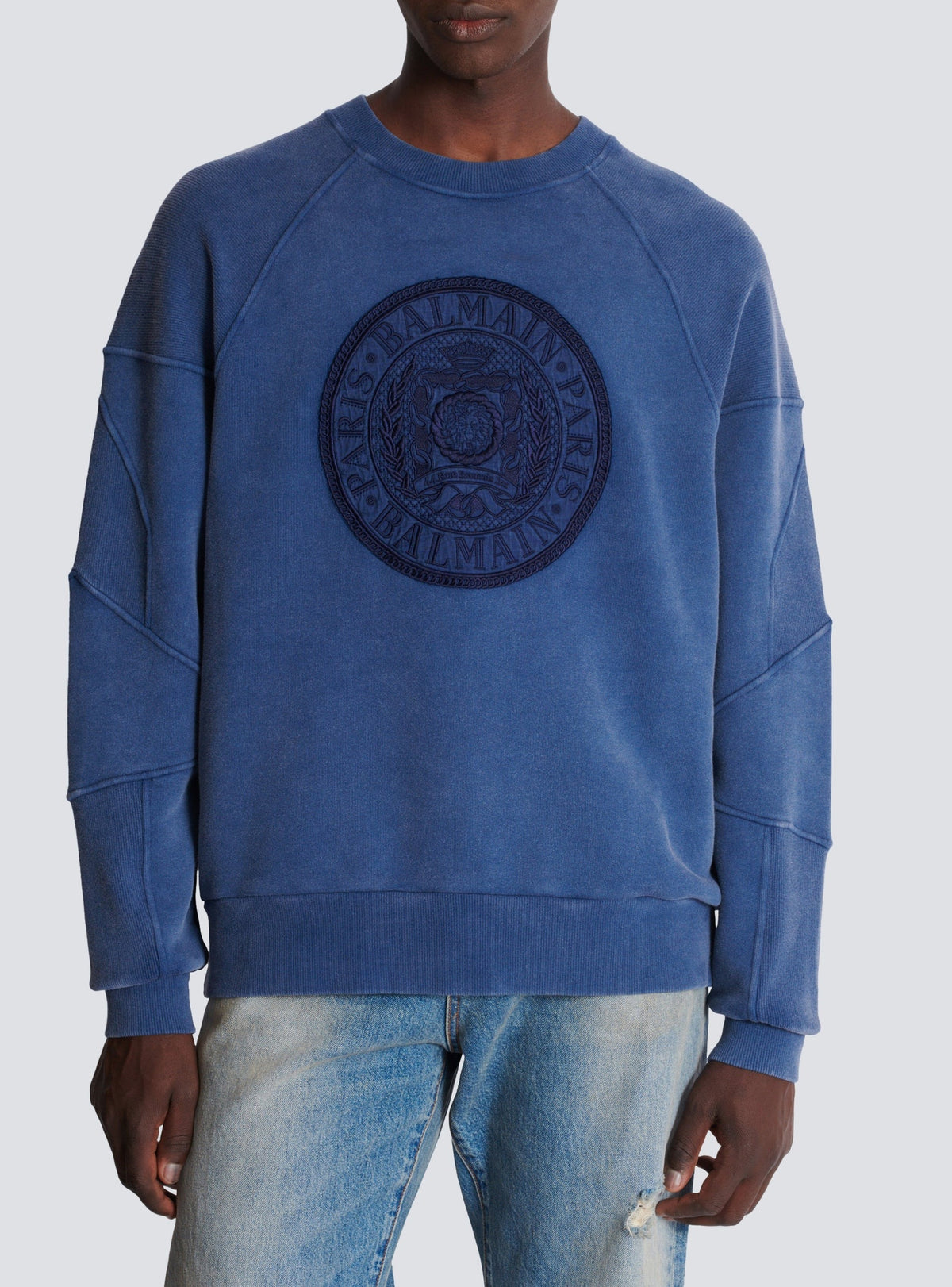 Sweatshirt côtelé brodé Coin - Bleu