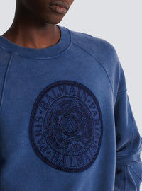 Sweatshirt côtelé brodé Coin - Bleu