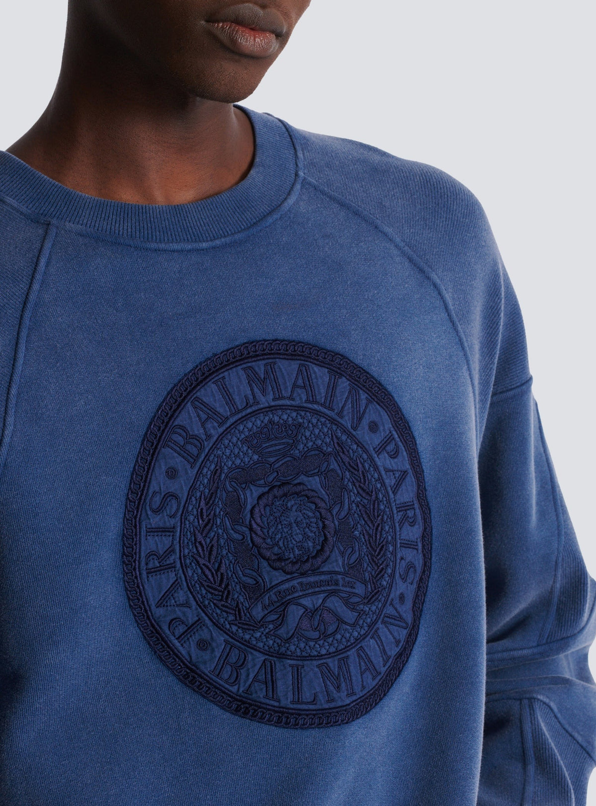 Sweatshirt côtelé brodé Coin - Bleu