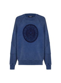 Sweatshirt côtelé brodé Coin - Bleu