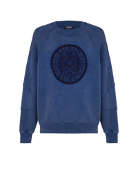 Sweatshirt côtelé brodé « coin » - Bleu